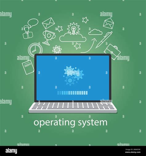 Operating System Softwear Os Concept With Laptop And Gears Vector