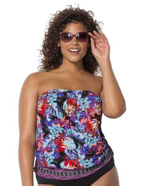 Swimsuits For All Swimsuits For All Womens Plus Size Bandeau Blouson Tankini Top Walmart