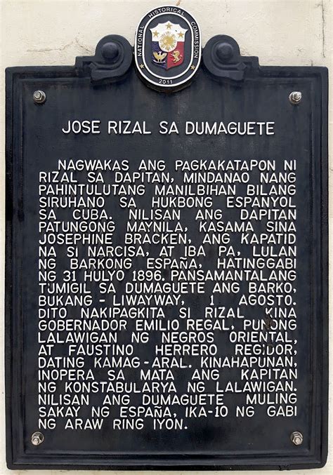 Nhcp Unveils Jose Rizal Sa Dumaguete Historical Marker