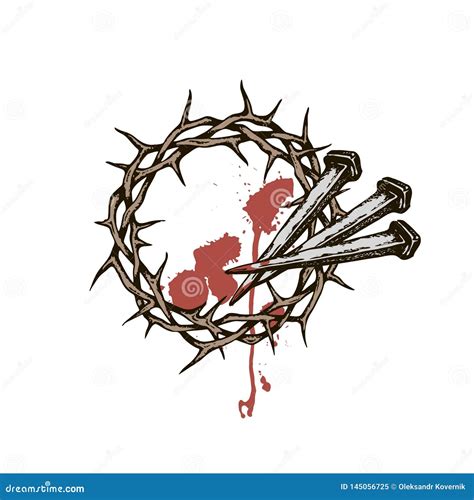 Clavos De Jesús Con La Corona De La Espina Ilustración del Vector