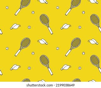 Tennis Doodle Vector Seamless Pattern On Stock Vector Royalty Free