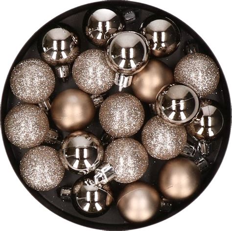 X Stuks Kleine Kunststof Kerstballen Champagne Mat Glans Glitter