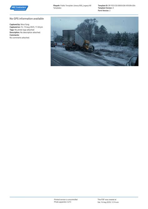 Commercial Vehicle Accident Report Form Template