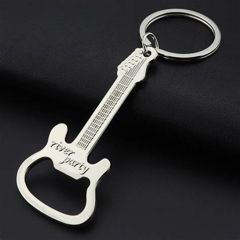 Key Ring Durable Practical Guitar Shape Bottle Opener Keychain Key Ring