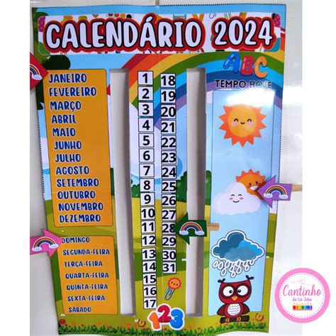 Calendário Interativo Arco Íris 2024 Materiais Pedagógicos no