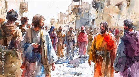 Digital Watercolor Painting Of Jesus Watercolor Painting Jesus Healing