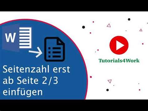 Seitenzahlen Erst Ab Seite 3 Beginnen Word Tutorial Hausarbeit