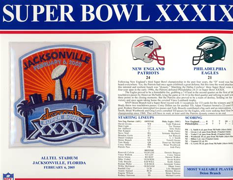 Super Bowl Xxxix Patch Stat Card Official Willabee And Ward Denver Autographs