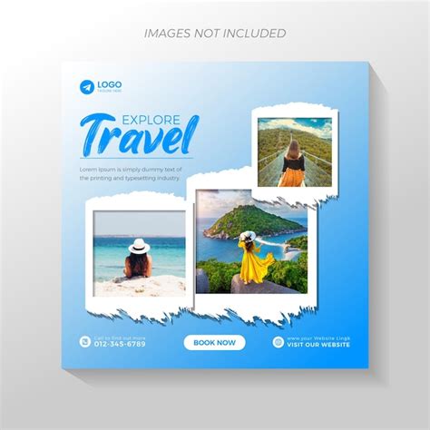 Pacchetto Fotografico Di Viaggio Sui Social Media Post E Modello Di
