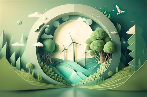 Premium Photo Paper Art Renewable Energy With Green Energy As Wind