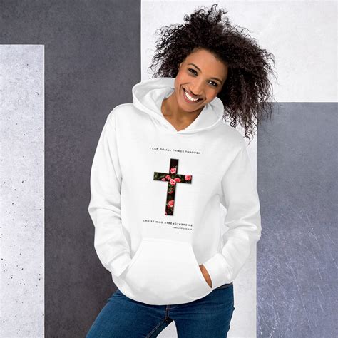 Womens Christian Hoodie White I Can Do All Things Christian Ts