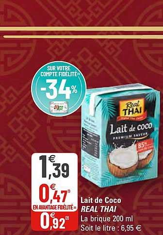 Offre Lait De Coco Real Thai Chez G