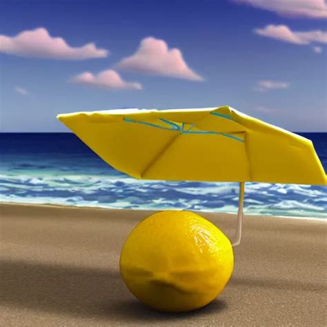 Pixar Render Of A Lemon Sitting In A Beach Chair Stable Diffusion