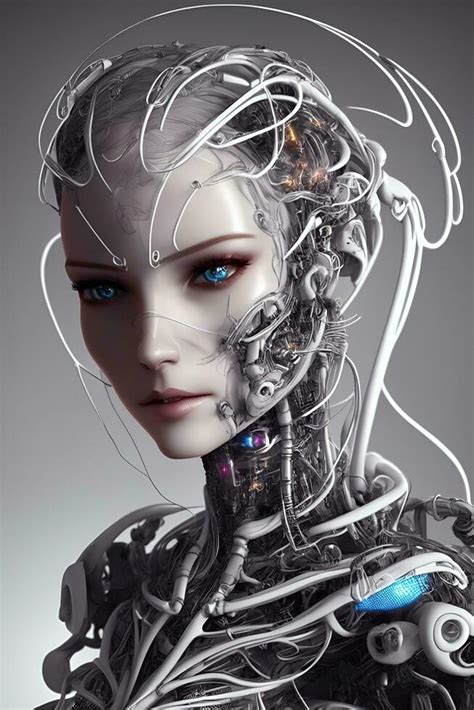 Portrait of a beautiful robot woman with realistic eyes, 23801327 Stock ...