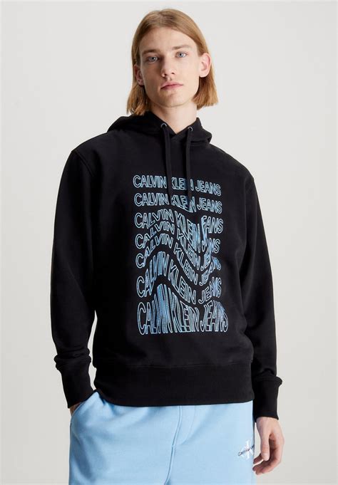 Calvin Klein Jeans Institutional Warp Hoodie Ck Blackblack Uk