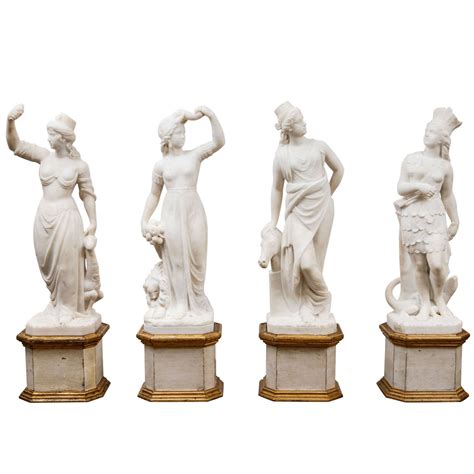 19th Century Italian Carrara Marble Statues Of The Four Continents For Sale At 1stdibs The