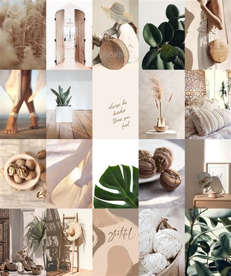 Boho Collage Kit Botanical Aesthetic Beige Tan Brown Photo Etsy In