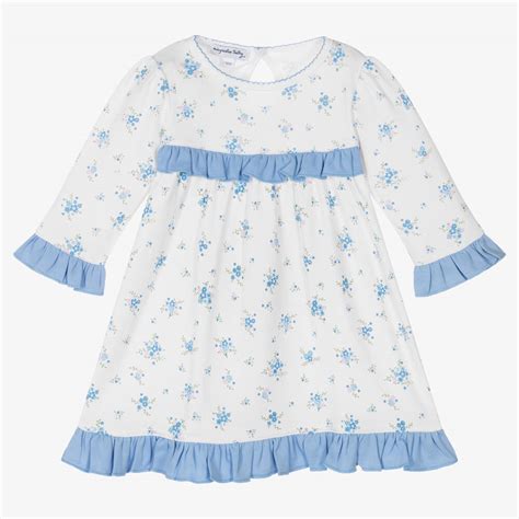 Magnolia Baby - Girls White & Blue Floral Dress | Childrensalon Outlet