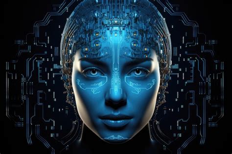 Premium Ai Image Girl Virtual Assistant Chat Bot Connected To The Internet Using Cables