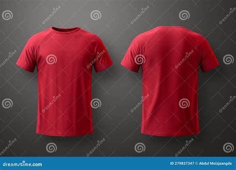 Dynamic Presentation, Red T-shirt Mockup, Front and Back View Isolated ...