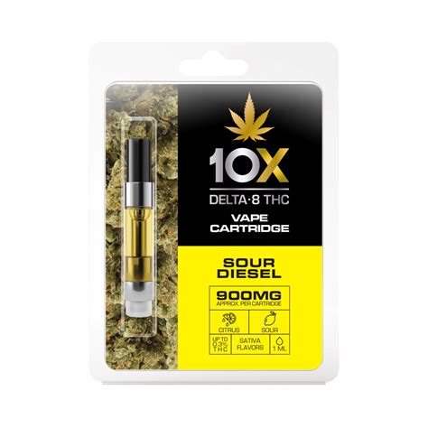 10x Delta 8 Thc Sour Disel Vape Cartridge 900mg 1ml