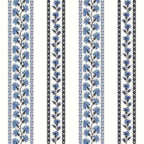 A Blue And White Striped Border With Floral Patterns 32503045 Vector