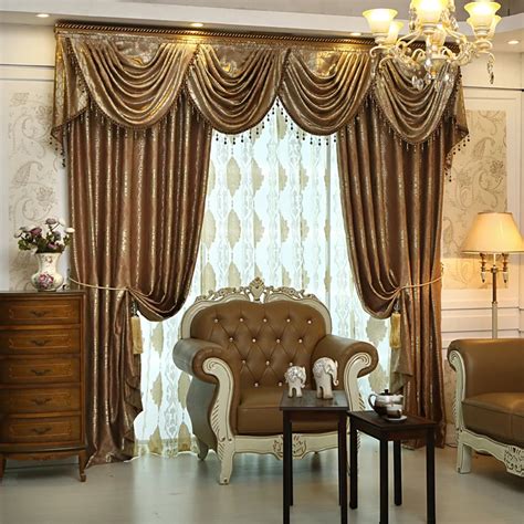 2016 On sales luxury jacquard ready made blackout curtains for living room drapes and Valances ...