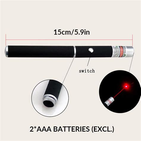 1pc Red Laser Pointer Pen With Led Light, Battery Operated (Batteries Not Included), For Office ...