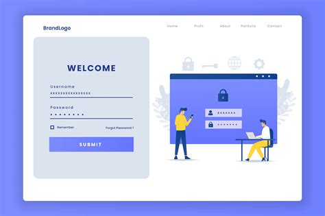flat design login illustration web page grafico por hengkil creative