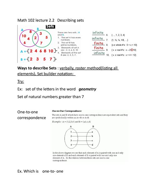 Math 102 Lecture 22 Describing Sets New Online 2 Math 102 Lecture 2 Describing Sets Ways To