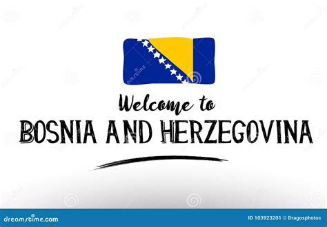 Welcome To Bosnia And Herzegovina Country Flag Logo Card Banner Cartoon