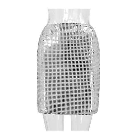 Silver Sequin Mini Skirt High Rise Club Wear Dance Wear Etsy