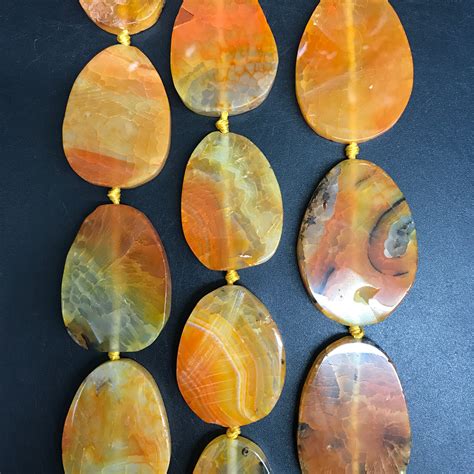 Yellow Agate Drops Slab BeadNatural Banded Agate Flat Slice Etsy