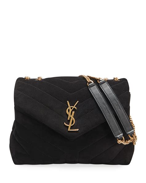 Saint Laurent Loulou Small Monogram YSL Suede V Flap Shoulder Bag