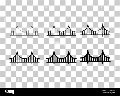 Set Of Silhouette Bridge Icon Urban Architecture Design Travel Line