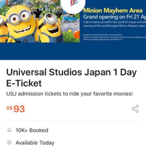 Universal Studio Japan USJ Physical Entry Ticket X 5 Tickets