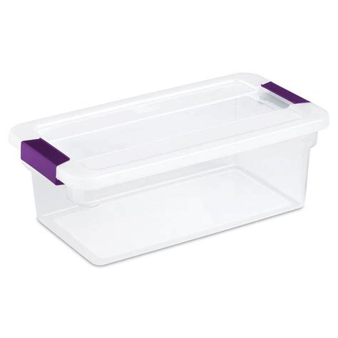 Sterilite 6 Qt Plastic Latching Storage Box Clear