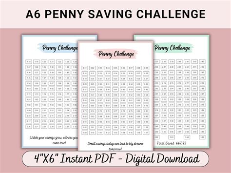 1p Challenge Printable 1p Savings Challenge PDF Fits A6 - Etsy