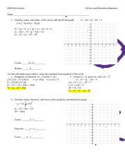 CirclesandParabolasHandout Docx GSE PreCalculus Circles And Parabolas