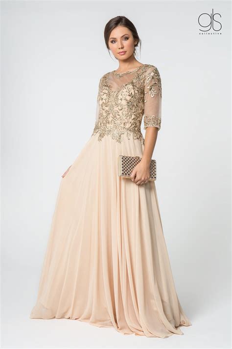 Burgundy Long Formal Embroidered Mother of the Bride Chiffon Gown