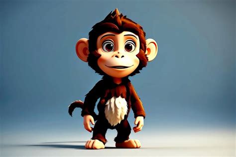 Premium Photo 3d Rendering Of Young Cartoon Monkey