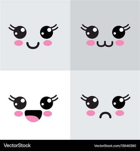 Kawaii eyes happy and angry icon Royalty Free Vector Image