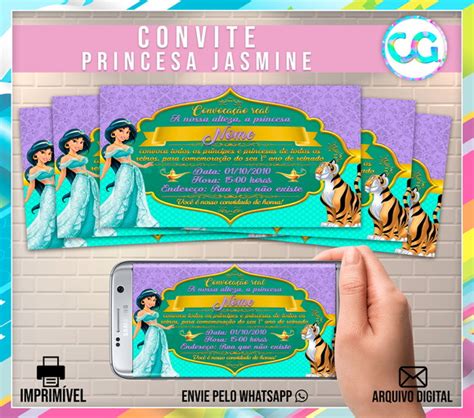 Princesa Jasmine Convite Digital Elo7 Produtos Especiais