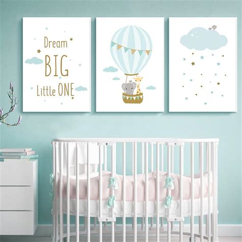 Hot Air Balloon Pattern Canvas Nursery Art Painting Cjdropshipping