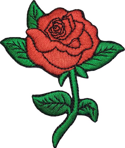 Red Rose Flower Love Cute Female Symbol Sew Iron On Embroidered