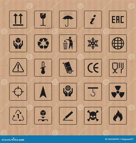 Packaging Symbols Set Cargo Icons Vector Packaging Box Symbols Box