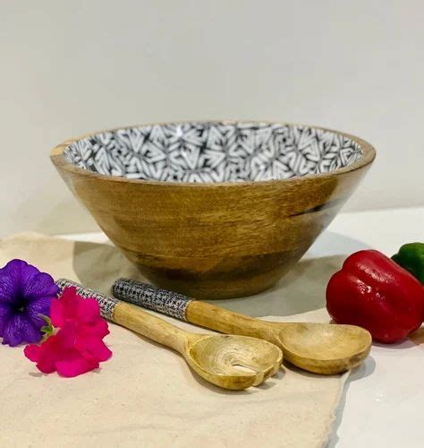 Wooden Salad Bowl With Enamel Printed At Rs Piece Beri Bagh