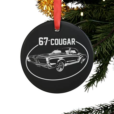 1967 Mercury Cougar Christmas Acrylic Ornament With Ribbon Classic Car