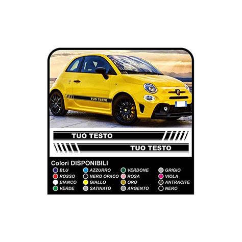 Adesivi Per FIAT 500 ABARTH KIT Strisce Laterali Fascia 595 500 Adesivi