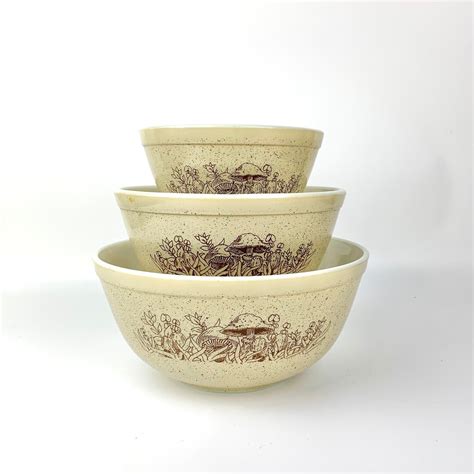 Pyrex Nested Mixing Bowls Forest Fancies Rare Pyrex Bowl Set 1980s